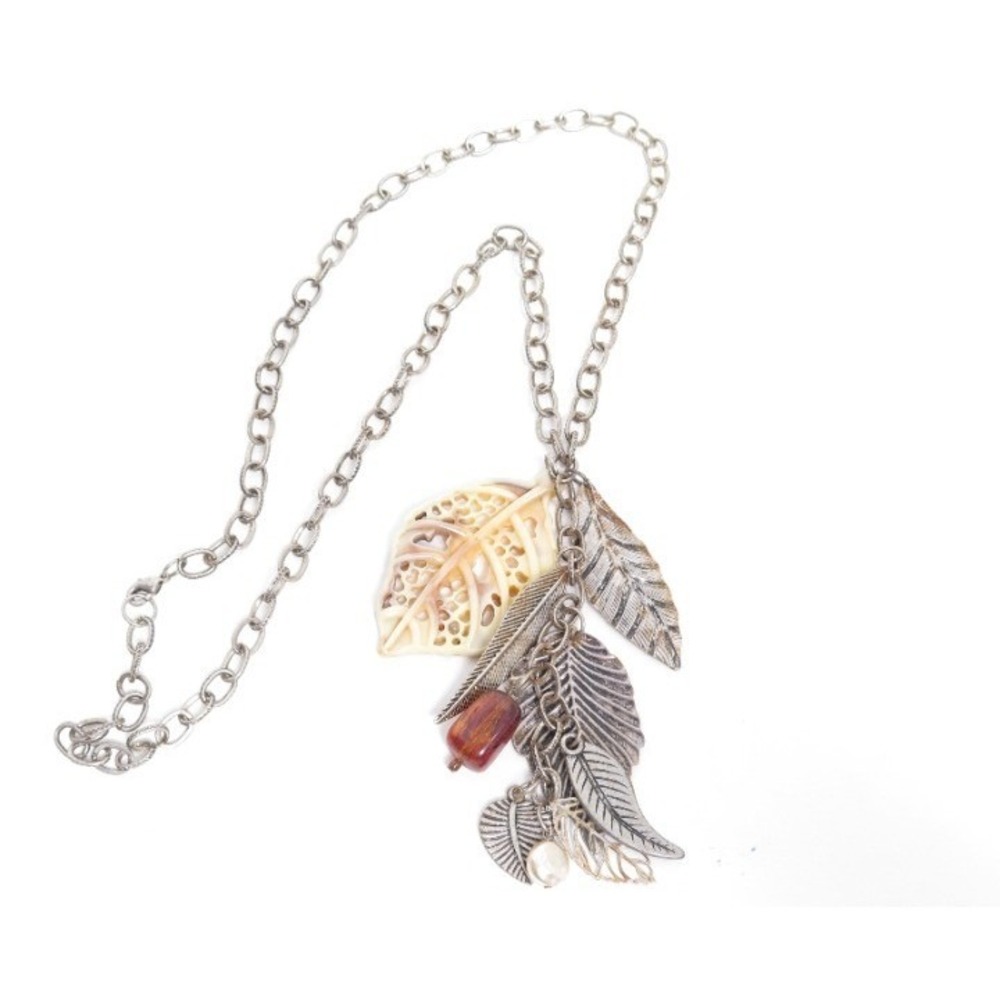Big Bold Metal Leaf Pendant Necklace